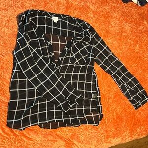 Merona Black and white Check sheer blouse